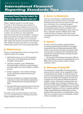 International Financial Reporting Standards Tips