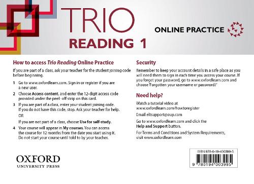 Trio Reading: Level 1: Online Practice Student Access Card