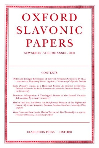 Oxford Slavonic Papers: Volume XXXIII (2000)