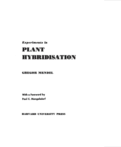 Experiments in Plant Hybridisation