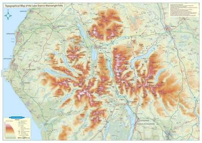 Topographical Map of the Lake District Wainwright Fells