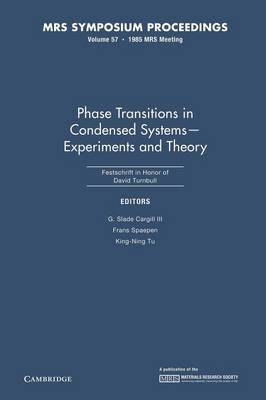 Phase Transitions in Condensed Systems - Experiments and Theory: Volume 57