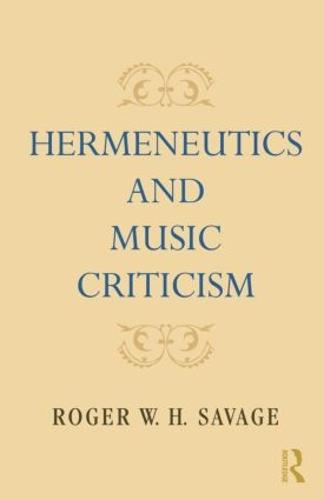 Hermeneutics and Music Criticism