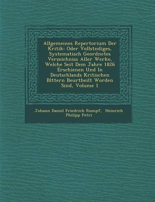 Allgemeines Repertorium Der Kritik