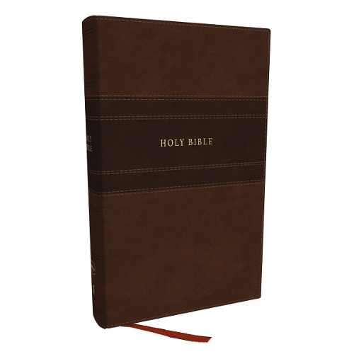 NKJV Personal Size Large Print Bible with 43,000 Cross References, Brown Leathersoft, Red Letter, Comfort Print