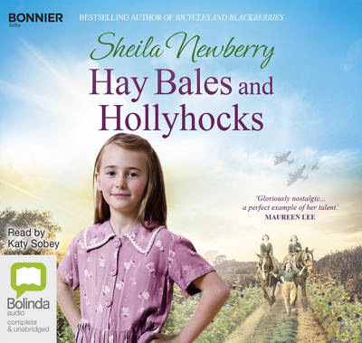 Hay Bales and Hollyhocks
