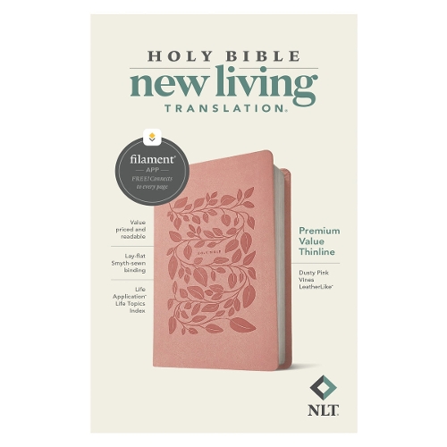 NLT Premium Value Thinline Bible, Filament-Enabled Edition (Leatherlike, Dusty Pink Vines)