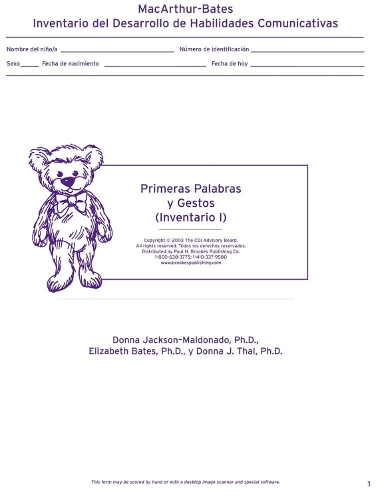 Macarthur Communicative Development Inventories (Cdis)  Inventario I: Primeras Palabras Y Gestos (Package of 25)