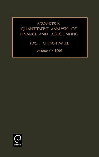 Advances in quantitative analysis of finance and accounting
