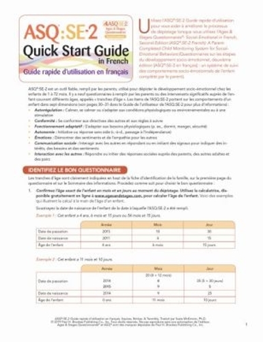 Ages & Stages Questionnaires®: Social-Emotional (ASQ®:SE-2): Quick Start Guide (French)