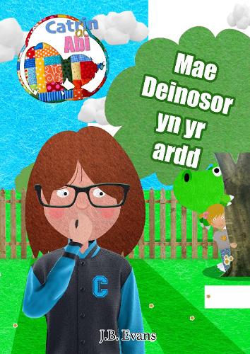 Mae deinosor yn yr ardd
