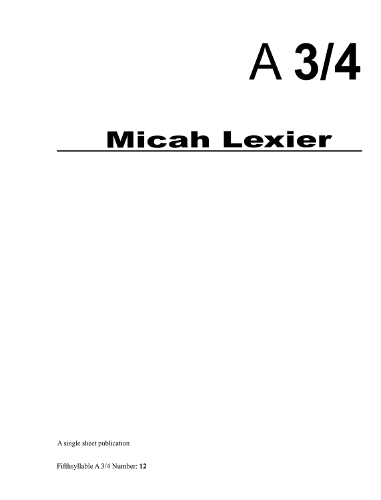 A3/4 Issue 12. Micah Lexier.