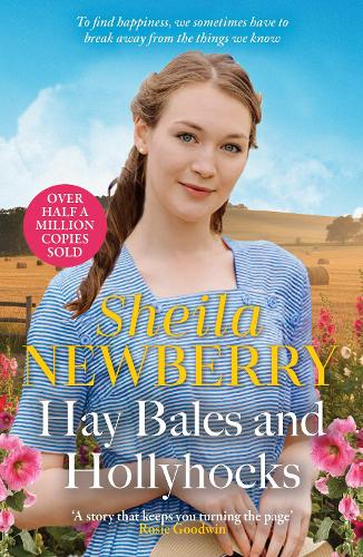 Hay Bales and Hollyhocks