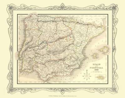 H Collins Map of Spain and Portugal 1852