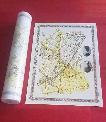Streetly Village 1918 - Old Map Supplied Rolled in a Clear Two Part Screw Presentation Tube - Print size 45cm x 32cm