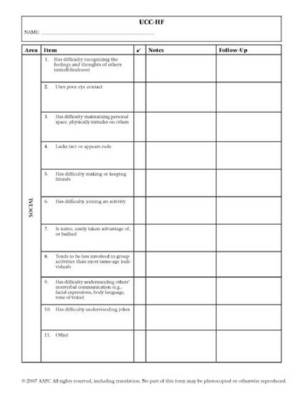 Underlying Characteristics Checklists - High-Functioning Autism (UCC-HF)