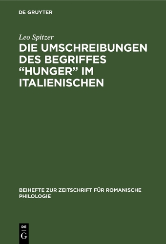 Die Umschreibungen Des Begriffes "Hunger" Im Italienischen