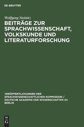 Beiträge Zur Sprachwissenschaft, Volkskunde Und Literaturforschung