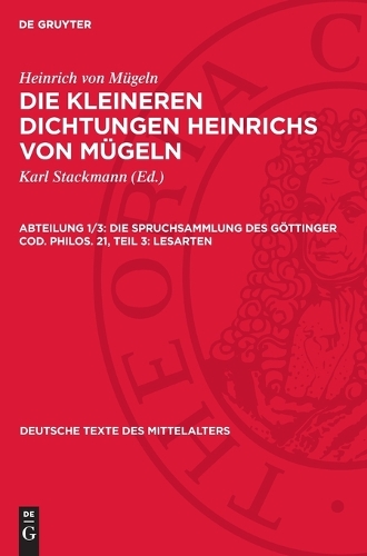 Die Spruchsammlung Des Göttinger Cod. Philos. 21, Teil 3: Lesarten