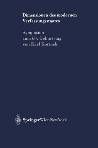 Dimensionen Des Modernen Verfassungsstaates