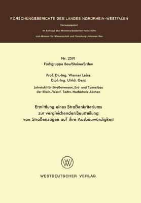 Ermittlung eines Straßenkriteriums zur vergleichenden Beurteilung von Straßenzügen auf ihre Ausbauwürdigkeit