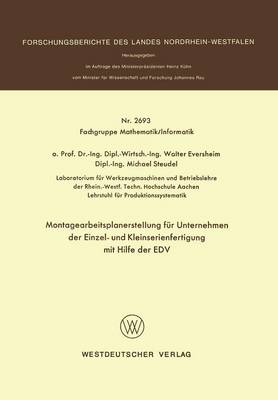 Montagearbeitsplanerstellung für Unternehmen der Einzel- und Kleinserienfertigung mit Hilfe der EDV