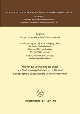 Kriterien zur Optimierung des Baues von Großnaturzugkühltürmen im Hinblick auf Standsicherheit, Bauausführung und Wirtschaftlichkeit