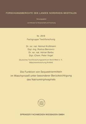 Die Funktion von Sequestriermitteln im Waschprozeß unter besonderer Berücksichtigung des Natriumtriphosphats