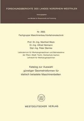 Katalog zur Auswahl günstiger Geometrieformen für statisch belastete Maschinenbetten