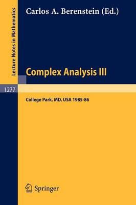 Complex Analysis III