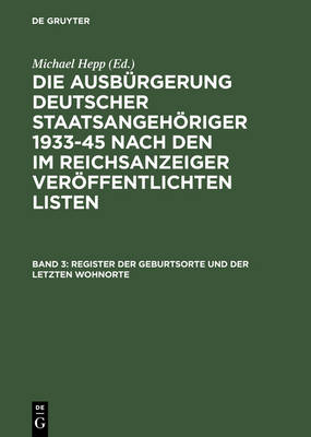 Register Der Geburtsorte Und Der Letzten Wohnorte