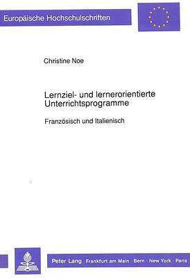 Lernziel- Und Lernerorientierte Unterrichtsprogramme