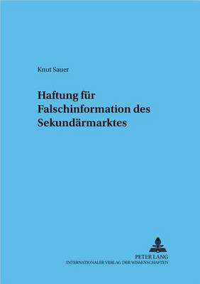 Haftung Fuer Falschinformation Des Sekundaermarktes