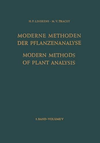 Modern Methods of Plant Analysis / Moderne Methoden der Pflanzenanalyse