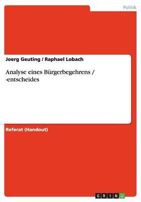 Analyse Eines Burgerbegehrens / -Entscheides