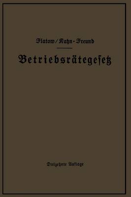 Betriebsrätegesetz vom 4. Februar 1920 nebst Wahlordnung, Ausführungsverordnungen und Ergänzungsgesetzen (Betriebsbilanzgesetz, Aufsichtsratsgesetz und Wahlordnung)