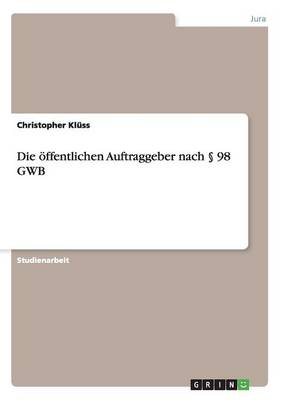 Die ffentlichen Auftraggeber Nach 98 Gwb