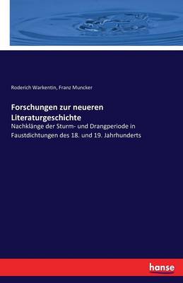 Forschungen Zur Neueren Literaturgeschichte