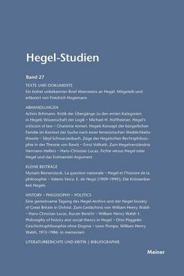 Hegel-Studien / Hegel-Studien Band 27 (1992)