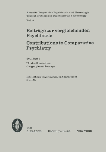 Beiträge zur vergleichenden Psychiatrie