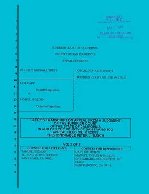 Sloan vs. Ware and Bank of America Clerk's Transcript on Appeal Vol. 2