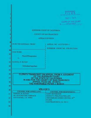 Sloan vs. Ware and Bank of America Clerk's Transcript on Appeal Vol. 4