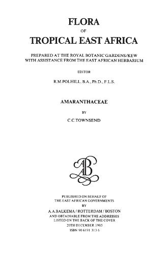 Flora of Tropical East Africa -Amaranthaceae (1985)
