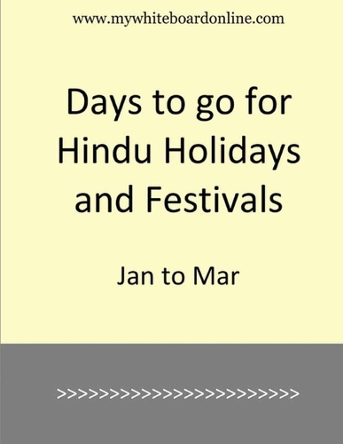 Days to go for Hindu Holidays and Festivals