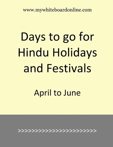 Days to go for Hindu Holidays and Festivals