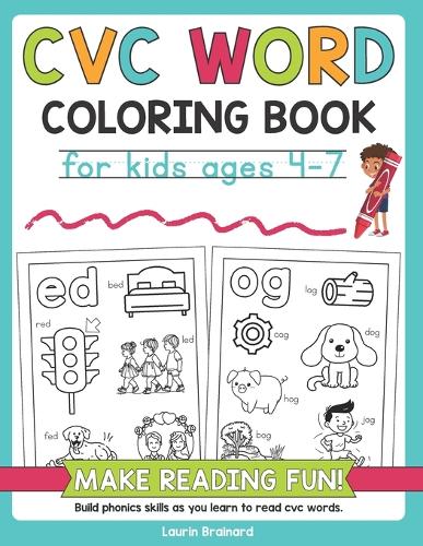 CVC Words Coloring Book for Kids Ages 4-7