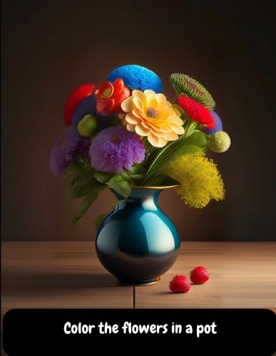 Color the flowers in a pot