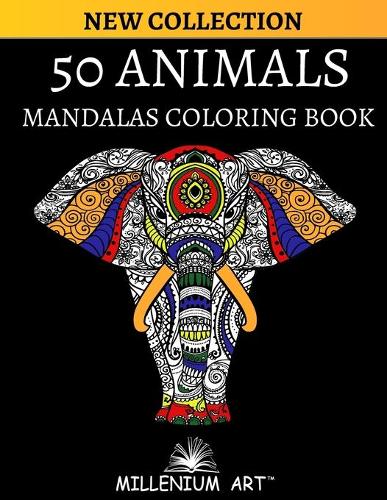 50 Animals Coloring Book with Mandala for Adults (Millenium Art Edition) - CA