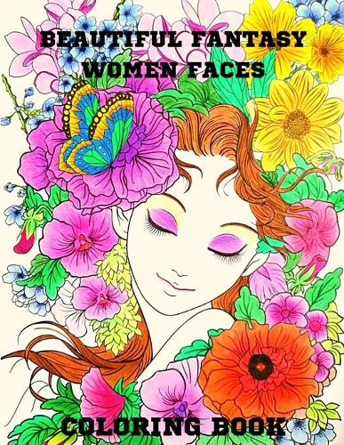 Beautiful Fantasy Women Faces Grayscale Coloring Book