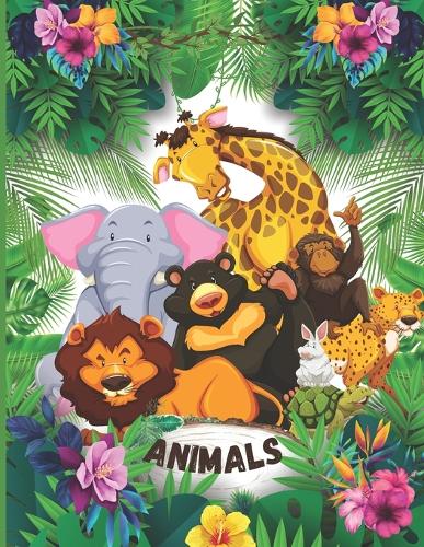Coloring book easy and funny with cute animals for kids age 4-8